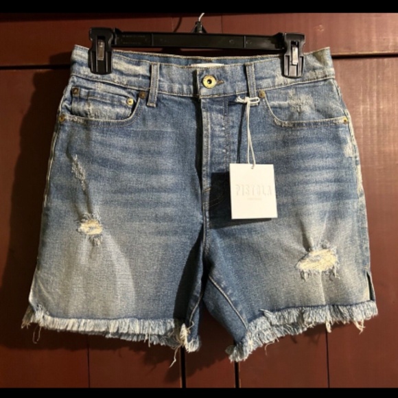 Pistola Distressed Frayed Hem Button Fly Cut Off Denim Shorts Size 27 - NWT - Picture 1 of 13